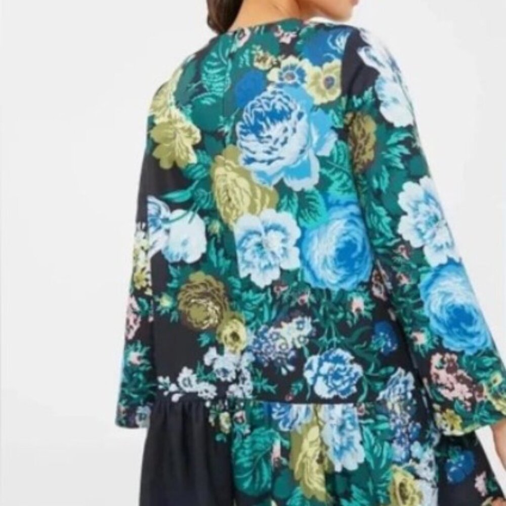 Tuckernuck Black Mini Dress with Blue and Green Floral Print - Picture 4 of 7
